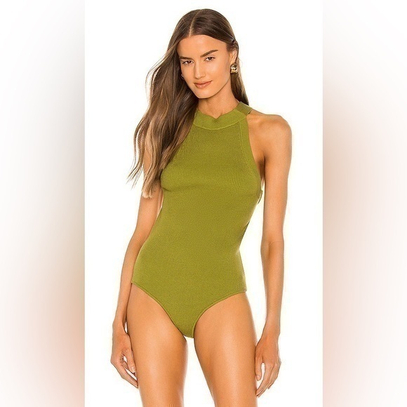 L'Academie Tops - L'Academie Dawson Bodysuit in Green Size Small